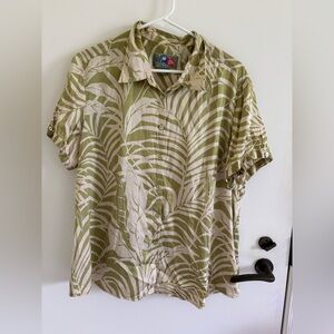 Hilo Hattie silk short sleeve button front shirt tropical Hawaii spring summer
